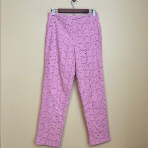 Vintage Lilly Pulitzer | Pink Cotton Daisy Embroidered Eyelet Pants Trousers 10